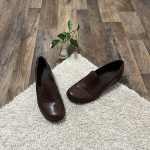 Clarks Size 10 M Brown Leather Cushioned Slip On May Ivy Loafers